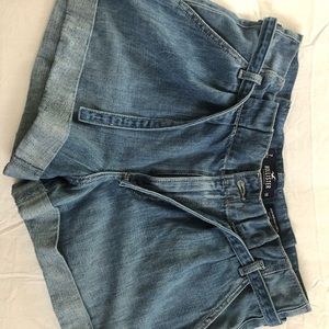 Paper bag high waisted Jeans Shorts